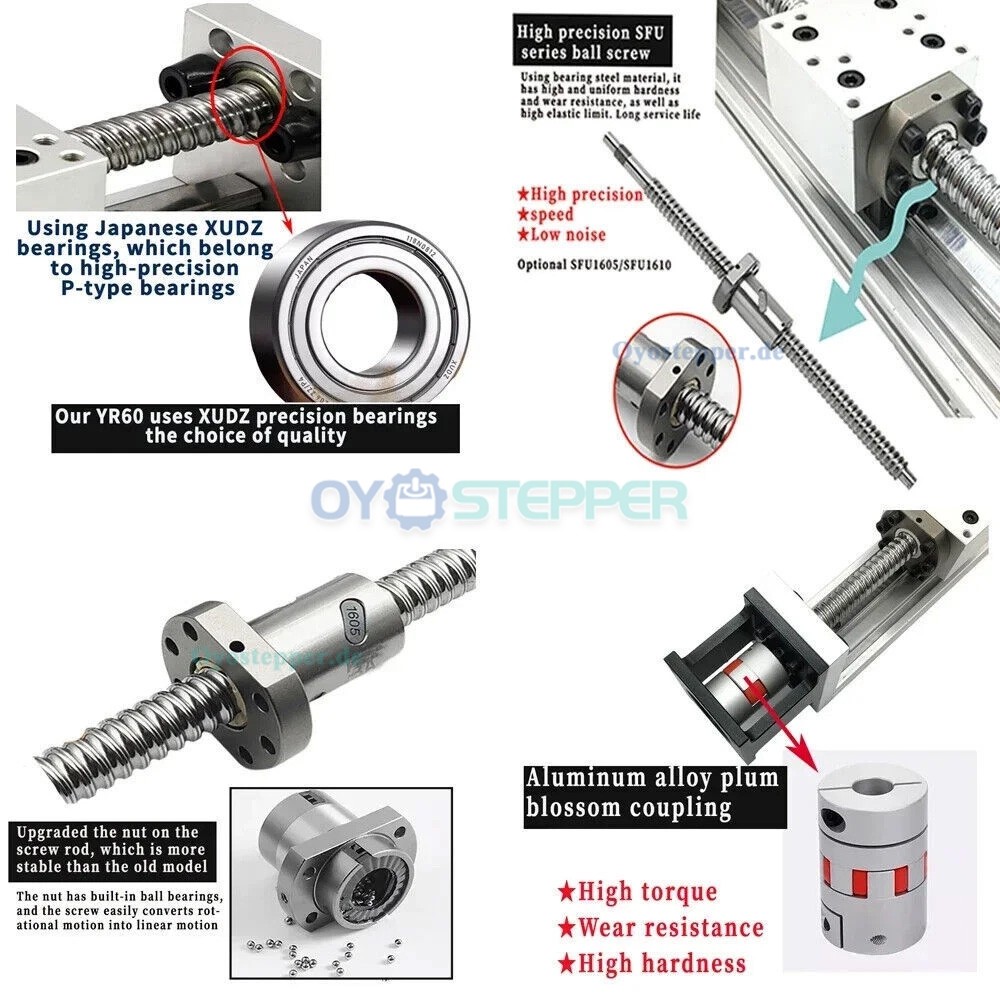 Linearf&uuml;hrungsschiene mit Kugelgewindetrieb, Linearmodul, CNC-Schlitten, Hub 100 bis 300 mm