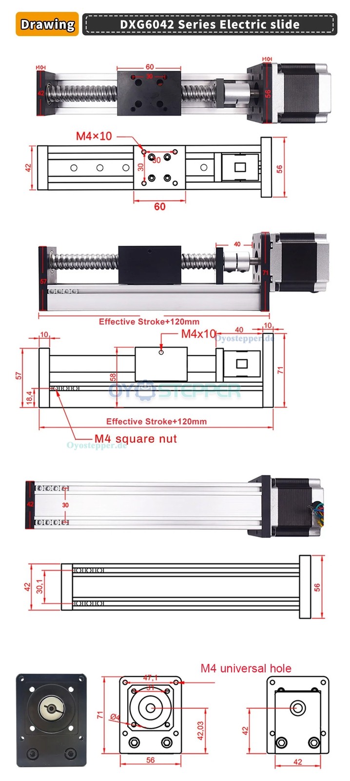 Elektrischer CNC-Lineartisch mit Kugelgewindetrieb und Schrittmotorsatz