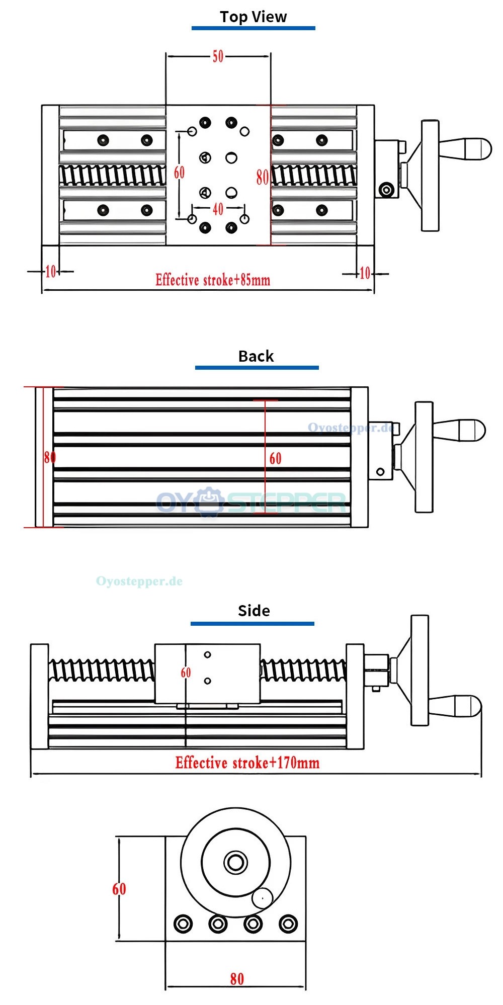 SXG5080 Manueller Linearführungs Schlitten mit Kugelgewindetrieb und Handrad SXG5080 Manueller Linearführungs Schlitten mit Kugelgewindetrieb und Handrad