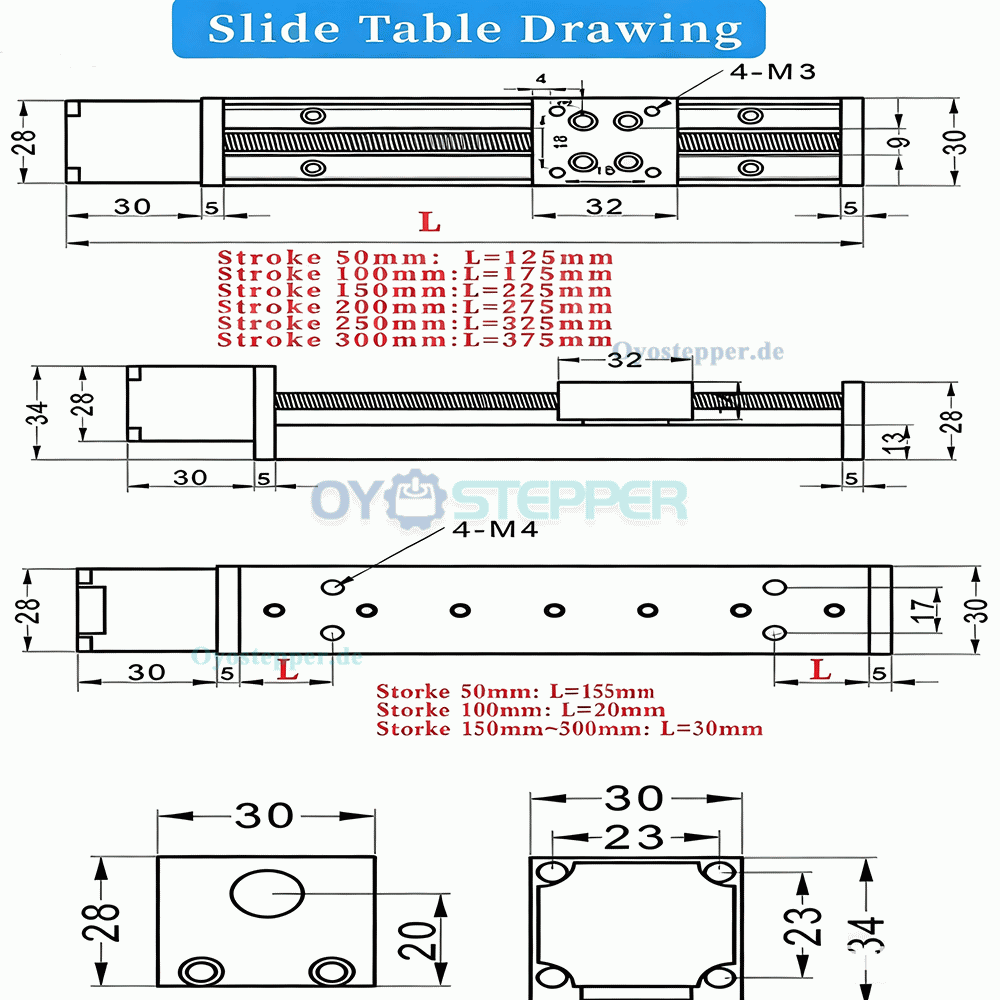 Mini CNC-Schlitten mit Motorisierte Lineartische, 1mm Teilung, 0,07 Nm Drehmoment mit NEMA11 Schrittmotor Kit
