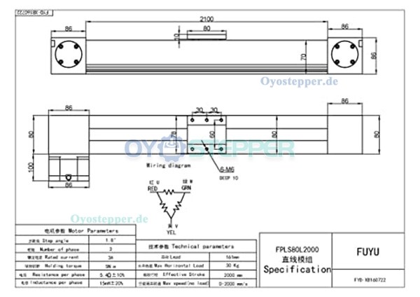 FBL80 CNC Linearführung mit Hochgeschwindigkeits-Riemenantrieb – NEMA 34 Schrittmotor