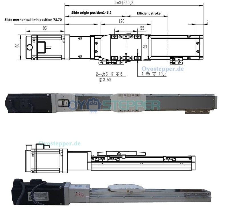FCH60 Doppel Linearführung Schiene 50-1000mm mit Linearführung 400W Servomotor integriert