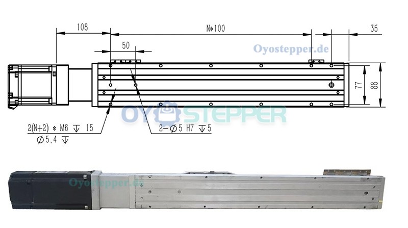 FCH90 Linearmodul mit Doppel-Führungsschiene Integrierter 750W Servomotor