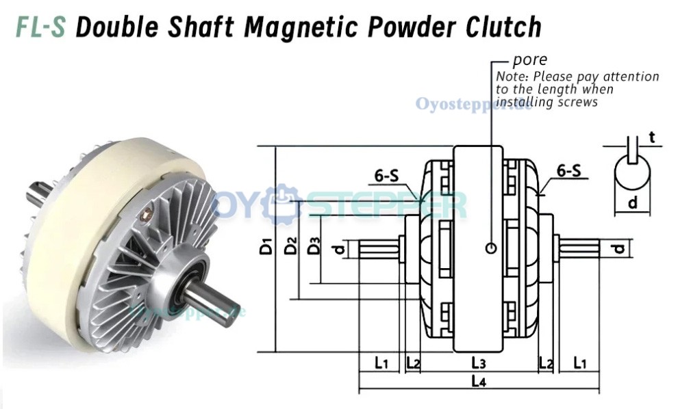 FL-S-C Doppelwellen Magnetpulverkupplung 6&ndash;50 Nm,24V,CNC-Magnetpulverkupplung