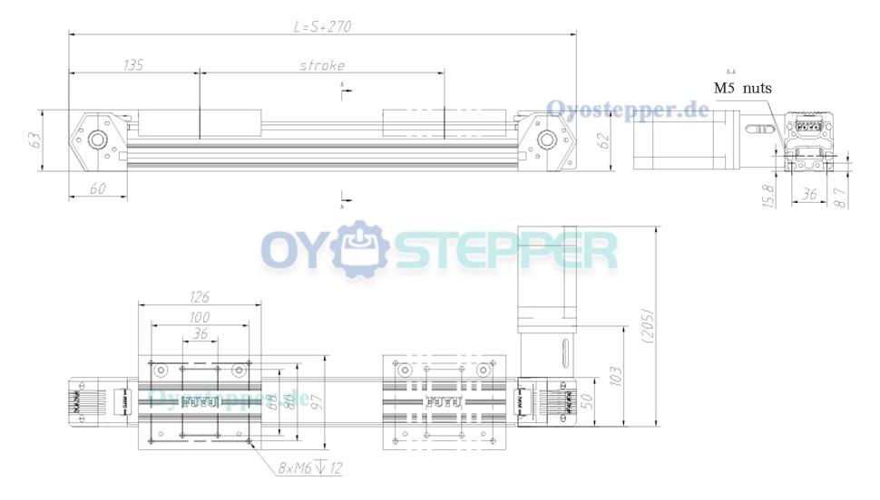 FPB50 CNC Linearmodul Riemenantrieb Linearachse mit NEMA 23 Schrittmotor