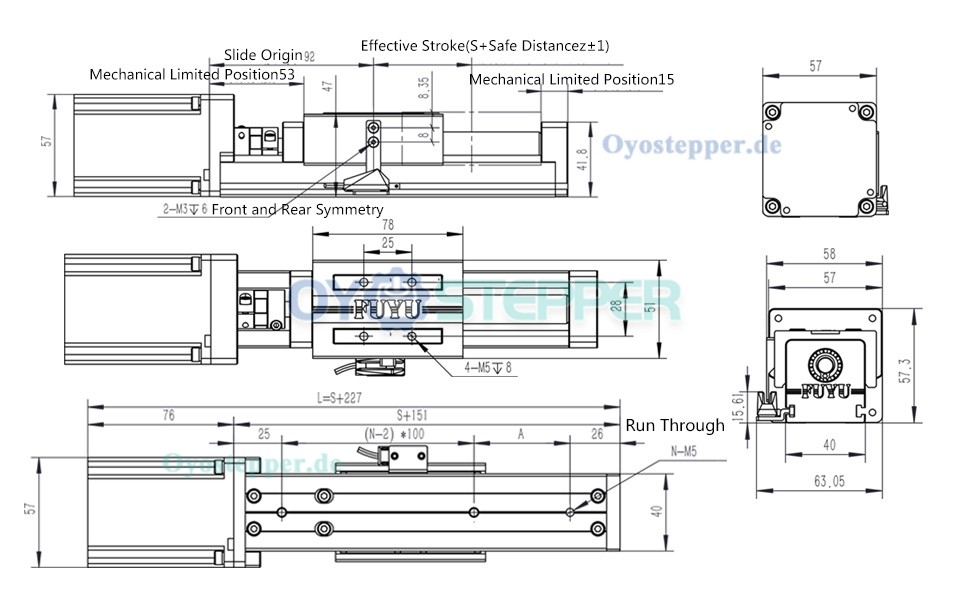 FSK40J Linearmodul mit Kugelgewindetrieb CNC Führungseinheit mit NEMA 23 Schrittmotor