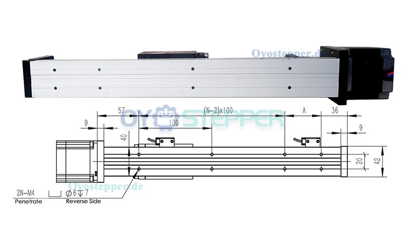 FSL40 Lineartisch mit Kugelgewindetrieb und NEMA 23 Schrittmotor CNC Linearführungseinheit