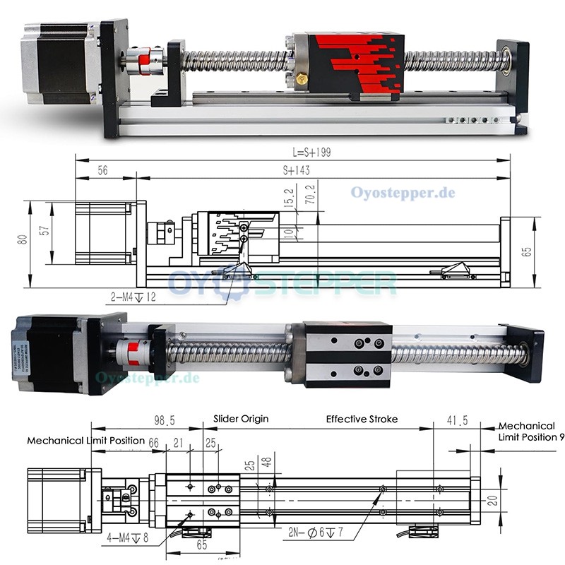 FSL40 Lineartisch mit Kugelgewindetrieb und NEMA 23 Schrittmotor CNC Linearführungseinheit