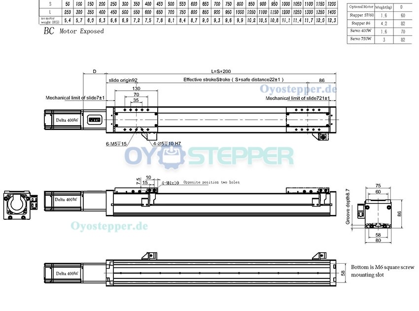 FSL80 Schwerlast-Lineartisch Kugelgewindetrieb,CNC Linearführung mit NEMA 24 Schrittmotor