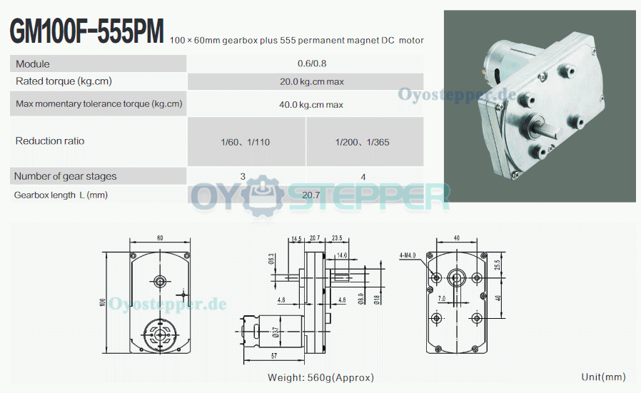 2 Stück DC-Getriebemotor mit Encoder, 12V / 24V, 50 kg·cm, Reduktionsgetriebe