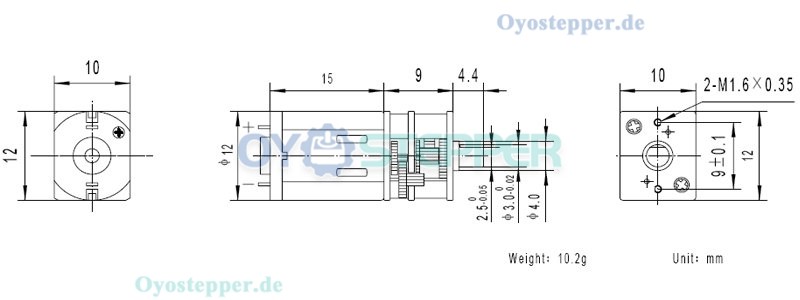 2 Stück Mini DC-Getriebemotor, 2,4V / 5V, Permanentmagnet, gebürstet, 0,5 kg·cm, 12 × 24 mm