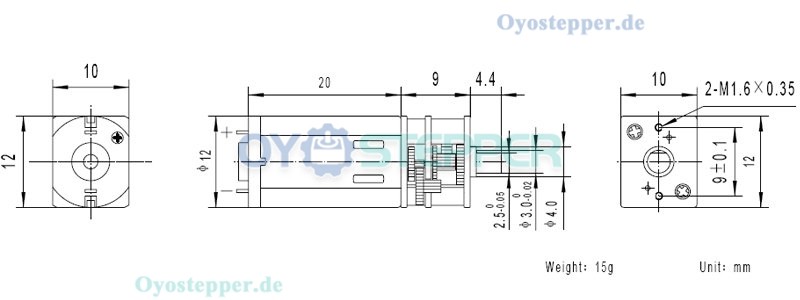 2 Stück PMDC-Getriebemotor, 6V / 12V, mit Stirnradgetriebe, 0,5 kg·cm, gebürstet