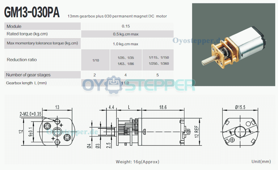 2 Stück DC-Getriebemotor, 6V / 12V, gebürstet, Permanentmagnet, 0,5 kg·cm, 12 × 29,6 mm