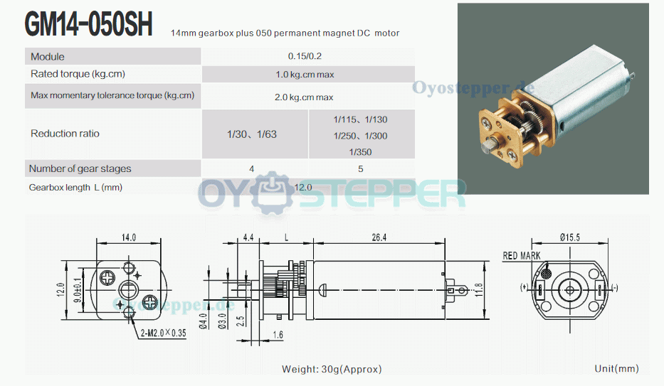 2 Stück DC-Getriebemotor, 6V / 12V, gebürstet, Ø14 mm Gleichstrommotor mit Permanentmagnet