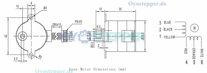 2 Stück 12V Schrittmotor mit Stirnradgetriebe, Permanentmagnet, 7,5°, 200 mA, 130 g·cm, 4 Phasen