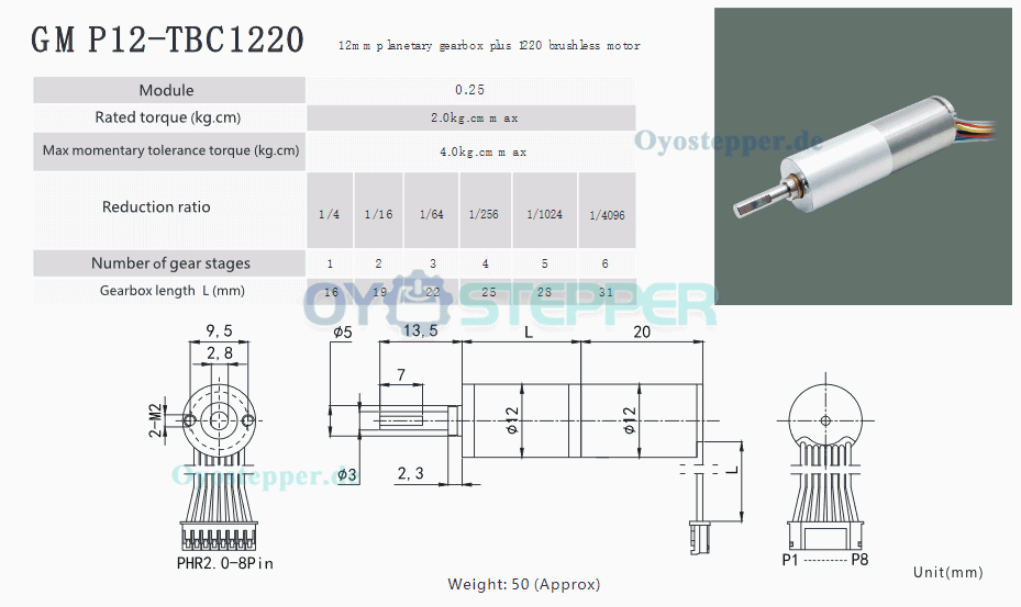 2 Stück 6V 12V kernloser bürstenloser Gleichstrommotor, bürstenloser Getriebemotor, Planetengetriebe, 12 mm