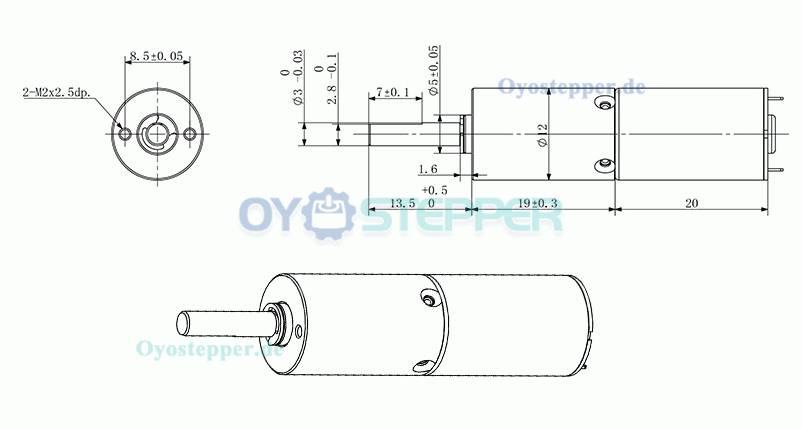 2 Stück Coreless DC-Planetengetriebemotor, 3,7V, 0,25A, 0,12 kg·cm, 1,5W, Ø12 mm, gebürstet