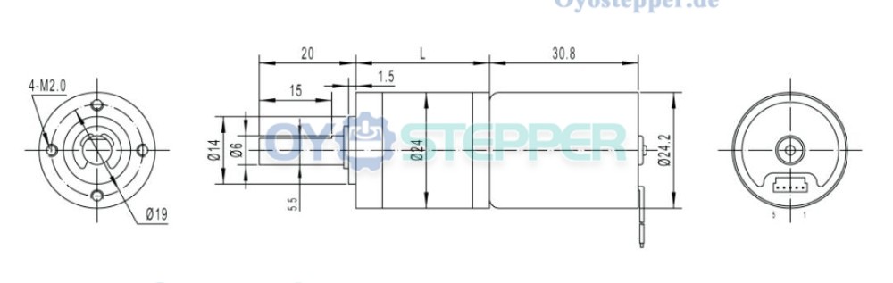 2 Stück BLDC-Getriebemotor GMP24-TEC2430, Ø24 mm, 12V / 24V, 5,0 kg·cm, 2,3W, mit Planetengetriebe