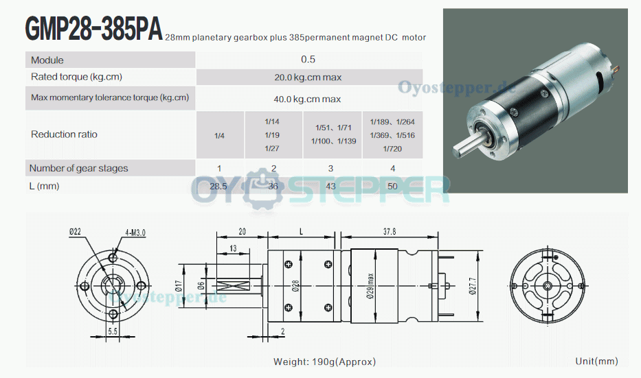 2 Stück PMDC-Motor mit Reduktionsgetriebe, 12V / 24V, 20 kg·cm