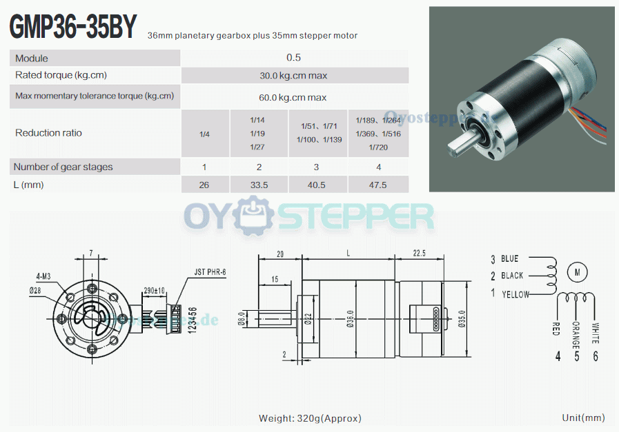 2 Stück 12V Schrittmotor mit Planetengetriebe, 4 Phasen, DC-Getriebemotor mit Untersetzung, 