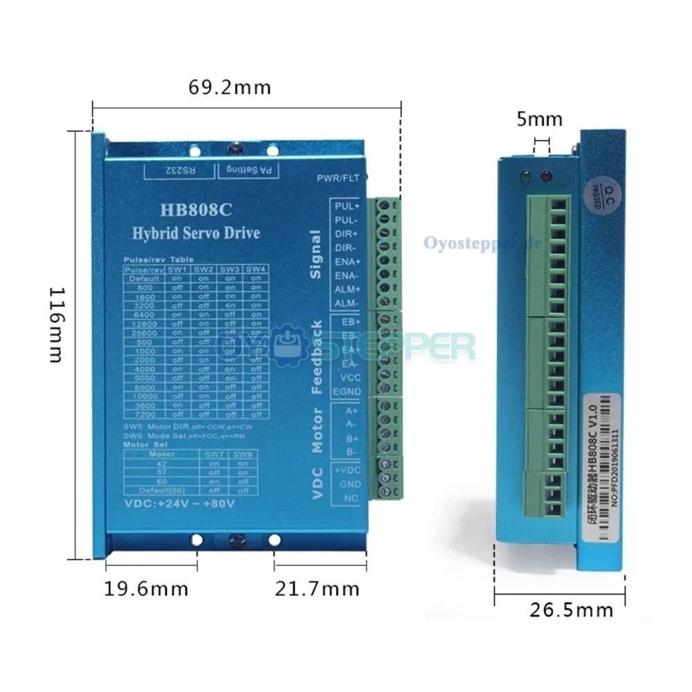 Nema 23 Closed-Loop-Schrittmotor 1,2&ndash;3 Nm 57 &times; 57 mm & HB8080C Treiber