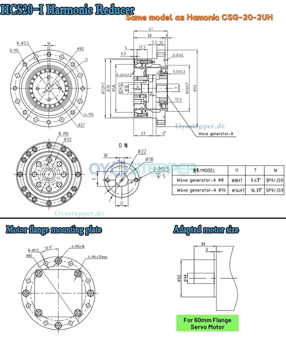 CSF-Serie,Harmonisches-Getriebe, &Uuml;bersetzungsverh&auml;ltnis 50:1 bis 120:1, f&uuml;r Schrittmotor / Servomotoren