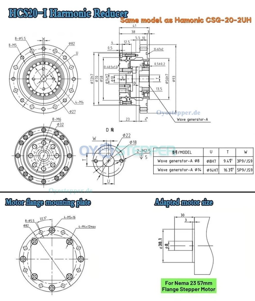 CSF-Serie,Harmonisches-Getriebe, &Uuml;bersetzungsverh&auml;ltnis 50:1 bis 120:1, f&uuml;r Schrittmotor / Servomotoren
