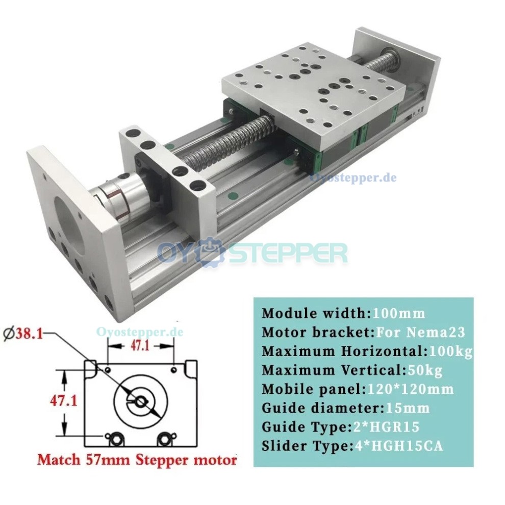 Linearf&uuml;hrungsschiene mit Kugelgewindetrieb, 70&ndash;100kg, HGR15 XYZ CNC Schlitten