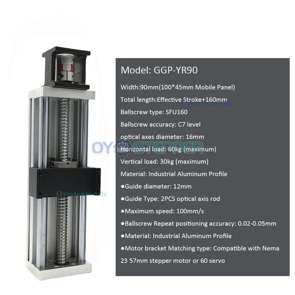 Linearf&uuml;hrung, CNC-Schlitten, Lineartisch Schiene f&uuml;r NEMA 23 Schrittmotor / 60mm Servomotor