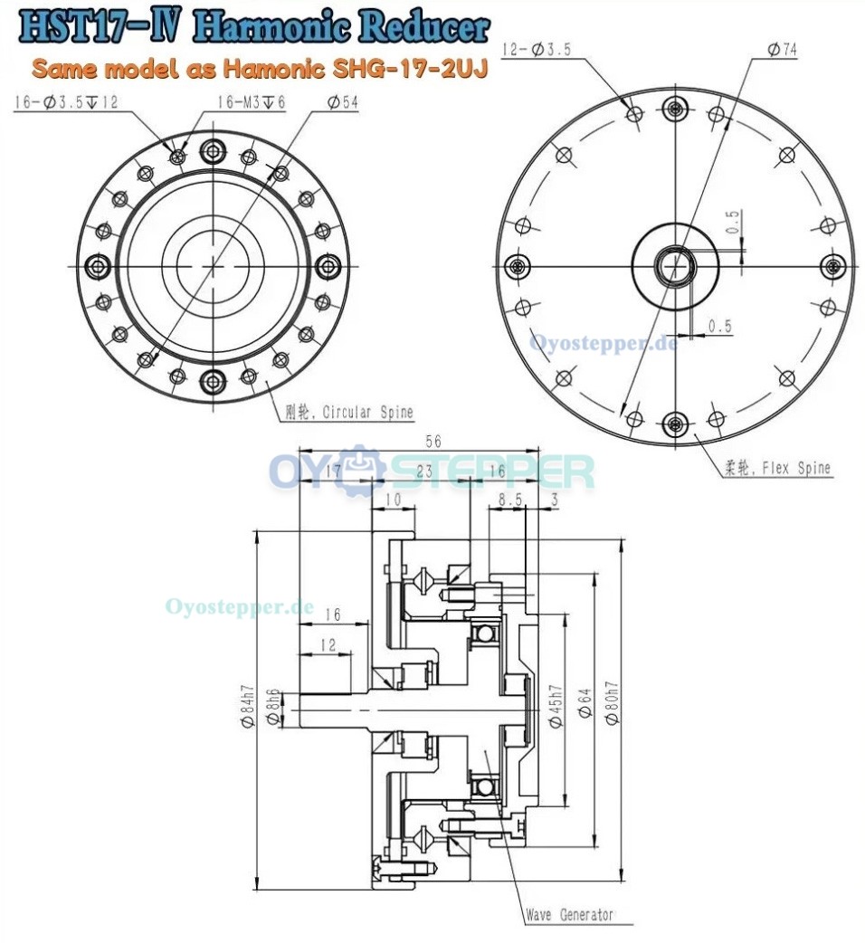 HST-Serie Harmonic-Drive-Getriebe,&Uuml;bersetzungsverh&auml;ltnis 50:1 bis 160:1, 20 Bogensekunden, f&uuml;r Industrieroboterarme