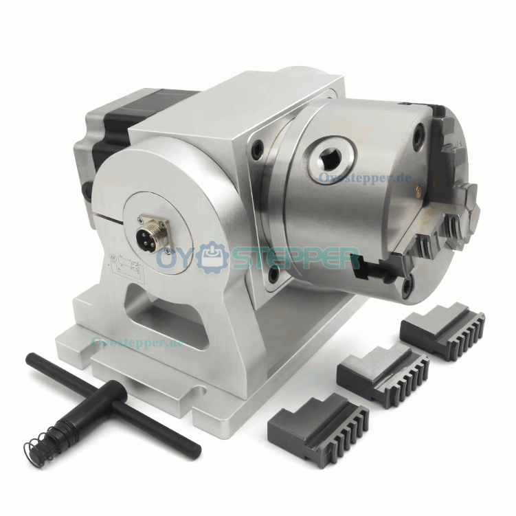 CNC Drehachse als 4. Achse mit 10:1 Untersetzung 100mm Dreibackenfutter und NEMA34 Schrittmotor