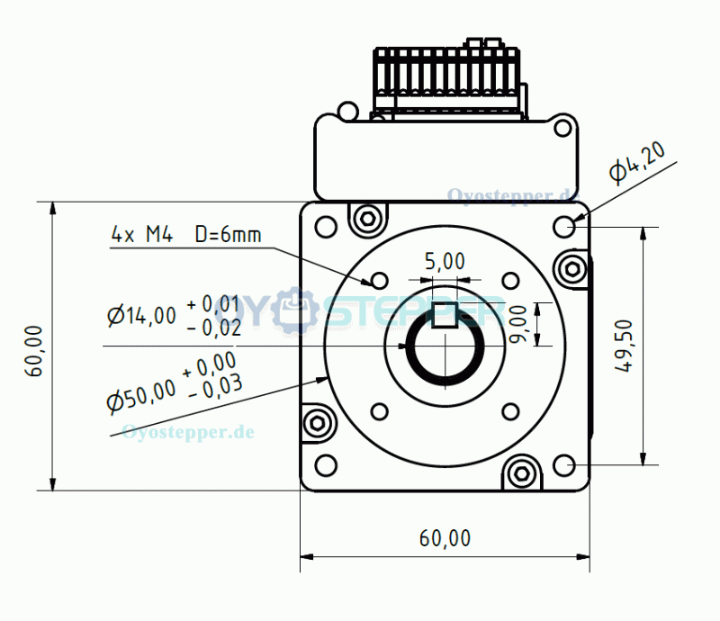 JMC Integrierter NEMA 23 AC-Servomotor, 400W, 48V, 1,27 Nm (179,84 oz.in), 3000 U/min, 60 × 60 mm