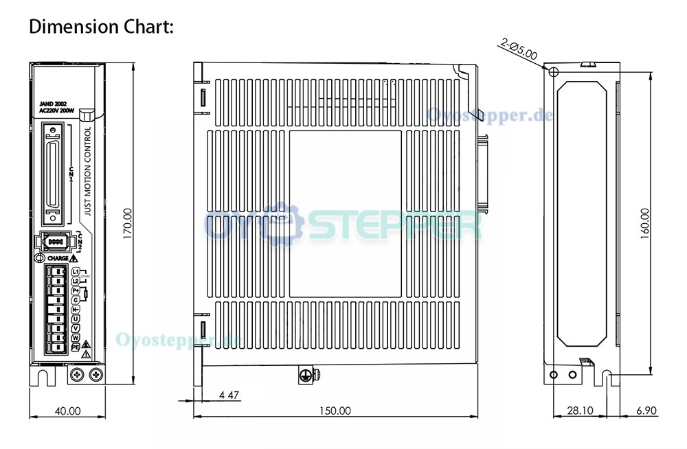 JAND2002-20B Servomotor-Treiber, 200W, 180–240V, 1-Phasen, mit externem Bremswiderstand