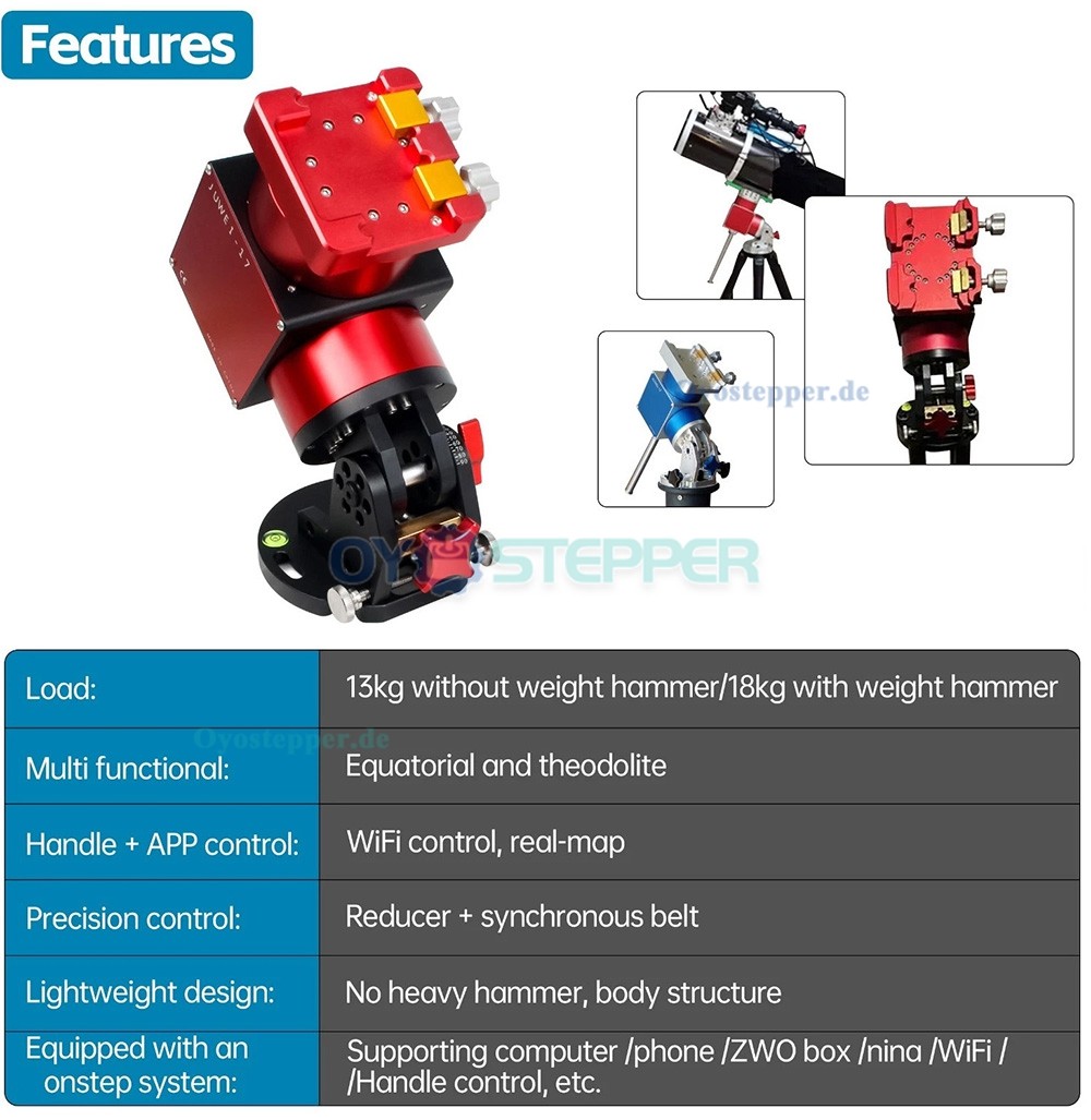 JUWEI-17 parallaktische Harmonic Drive Montierung f&uuml;r astronomische Teleskope und Theodolite