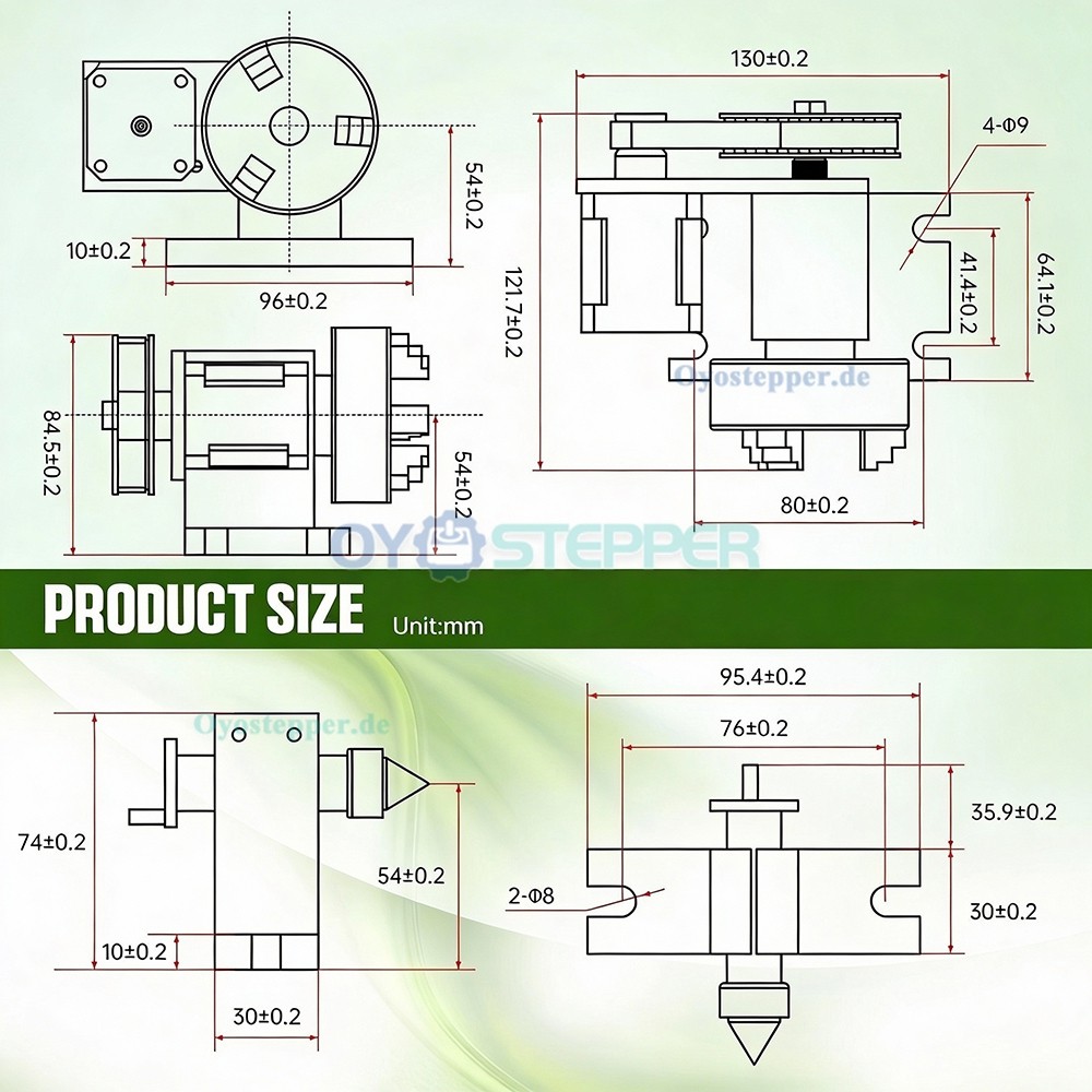K11-65 CNC Drehachse als 4. Achse mit 65mm Dreibackenfutter Schrittmotor und Reitstock für CNC Fräsmaschinen K11-65 CNC Drehachse als 4. Achse mit 65mm Dreibackenfutter Schrittmotor und Reitstock für CNC Fräsmaschinen