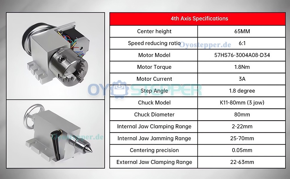 CNC Drehachse als 4. Achse mit 80mm/100mm Spannfutter K11-100 Teilapparat und DM556S Schrittmotortreiber CNC Drehachse als 4. Achse mit 80mm/100mm Spannfutter K11-100 Teilapparat und DM556S Schrittmotortreiber