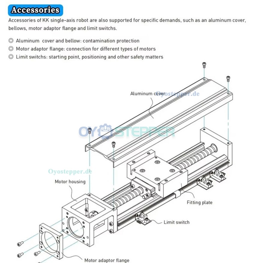 Linearf&uuml;hrungs Schlitten mit Kugelgewindetrieb f&uuml;r Nema 23/34 Schrittmotoren/40 mm Servomotoren