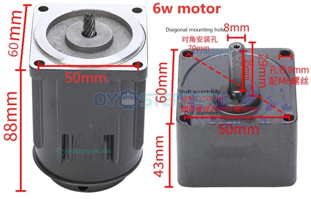 Einphasen AC Induktionsgetriebemotor 6W Übersetzung 180:1 7,5U/min mit Drehzahlregler Einphasen AC Induktionsgetriebemotor 6W Übersetzung 180:1 7,5U/min mit Drehzahlregler