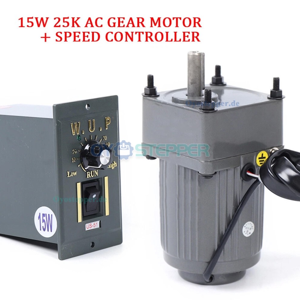 AC Induktionsgetriebemotor 15W Übersetzung 25:1 drehzahlregelbar und reversierbar mit Drehzahlregler AC Induktionsgetriebemotor 15W Übersetzung 25:1 drehzahlregelbar und reversierbar mit Drehzahlregler