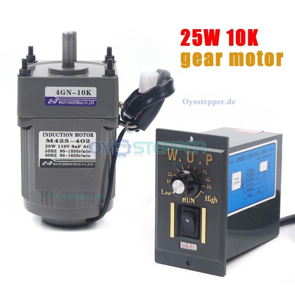 WUP AC Induktionsgetriebemotor 25W Übersetzung 10:1 135U/min reversierbar mit Drehzahlregler WUP AC Induktionsgetriebemotor 25W Übersetzung 10:1 135U/min reversierbar mit Drehzahlregler