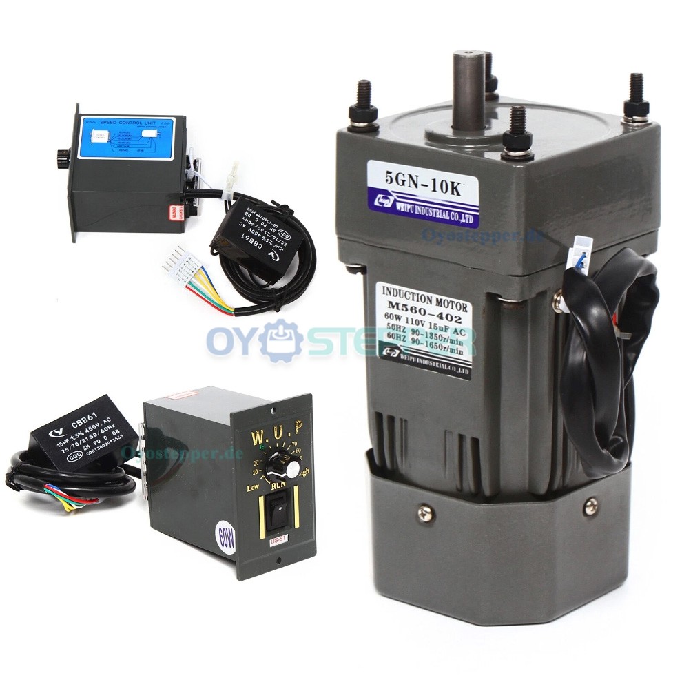 WUP AC Induktionsgetriebemotor 60W Übersetzung 10:1 3,8Nm 135U/min reversierbar mit Drehzahlregler WUP AC Induktionsgetriebemotor 60W Übersetzung 10:1 3,8Nm 135U/min reversierbar mit Drehzahlregler