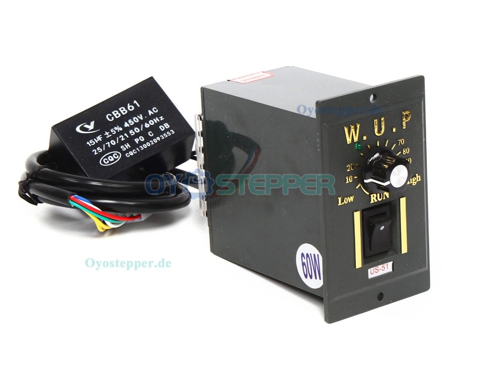 WUP AC Induktionsgetriebemotor 60W Übersetzung 10:1 3,8Nm 135U/min reversierbar mit Drehzahlregler WUP AC Induktionsgetriebemotor 60W Übersetzung 10:1 3,8Nm 135U/min reversierbar mit Drehzahlregler