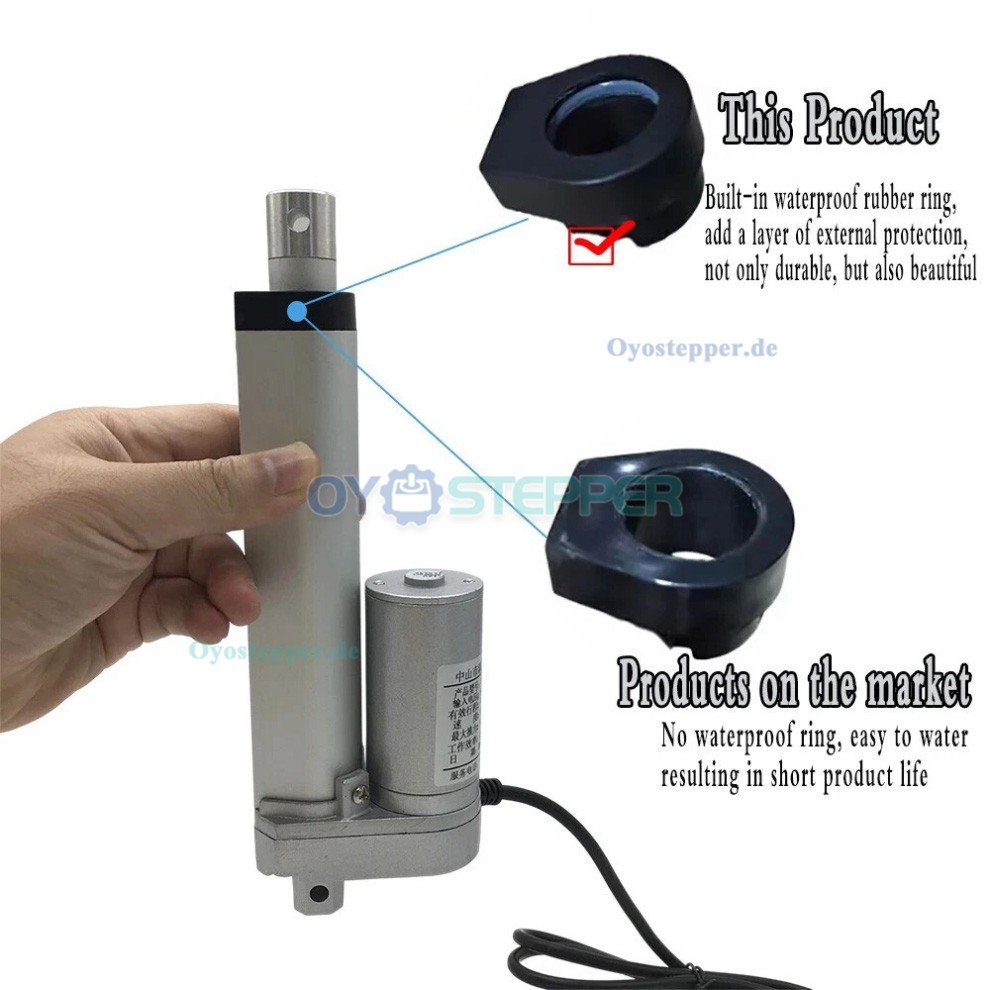 Mini-Linearmotor, 12 V/24 V, 50 bis1000 mm, Geschwindigkeit 90 mm/s