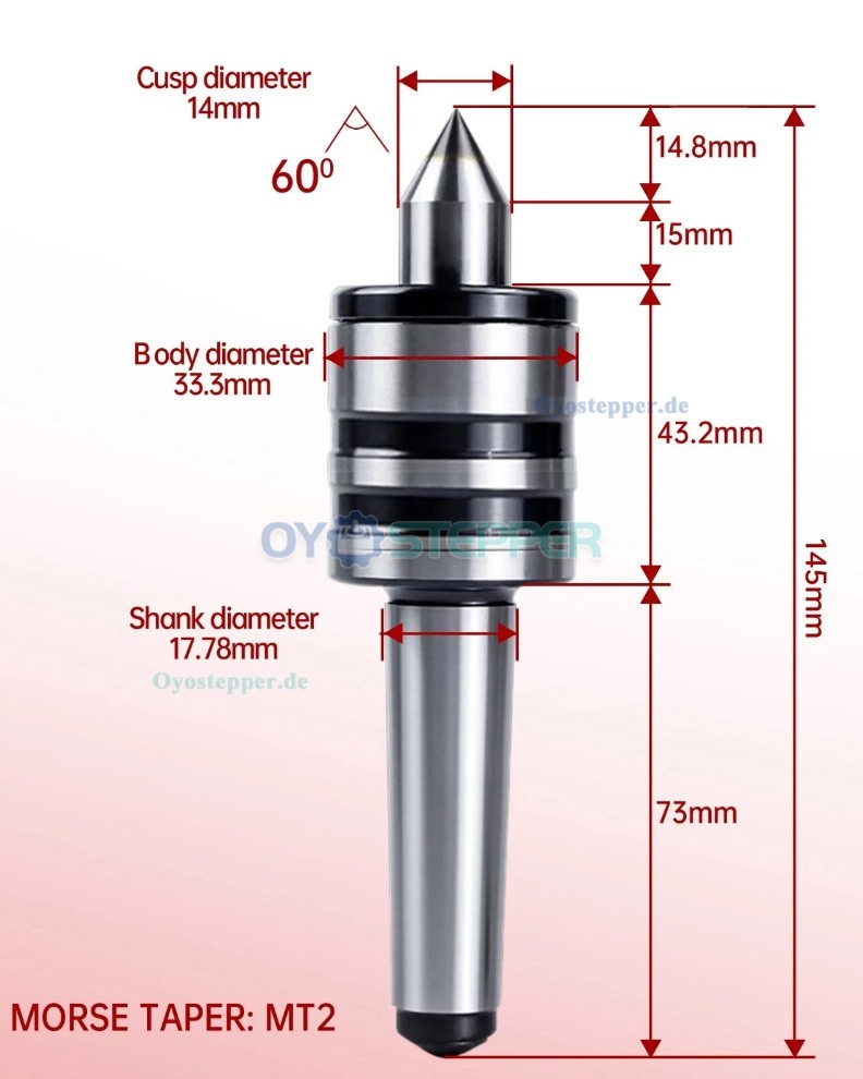 Mitlaufende Körnerspitze in mittelschwerer Ausführung MK2/MK3/MK4/MK5 für Drehmaschinen Mitlaufende Körnerspitze in mittelschwerer Ausführung MK2/MK3/MK4/MK5 für Drehmaschinen