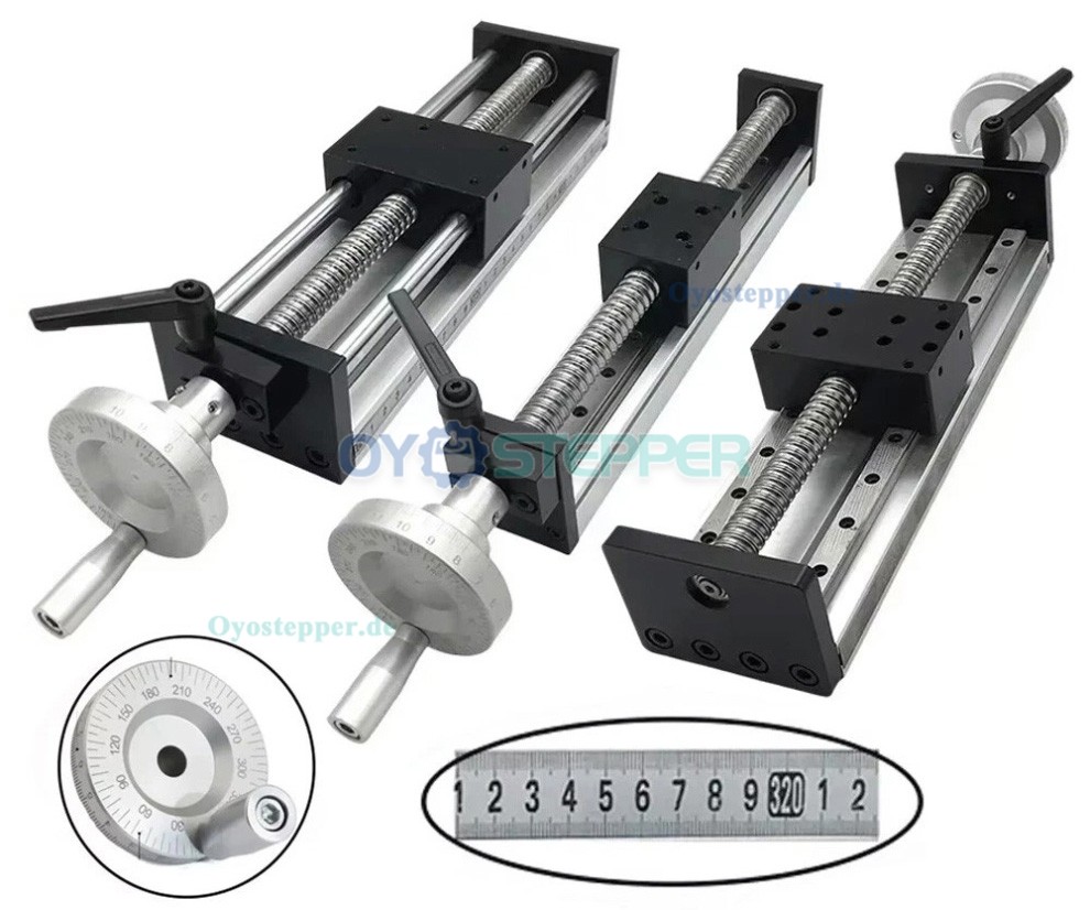 Manueller Linearf&uuml;hrungs-Schlitten mit Kugelgewindetrieb und Handrad (10-60 kg)