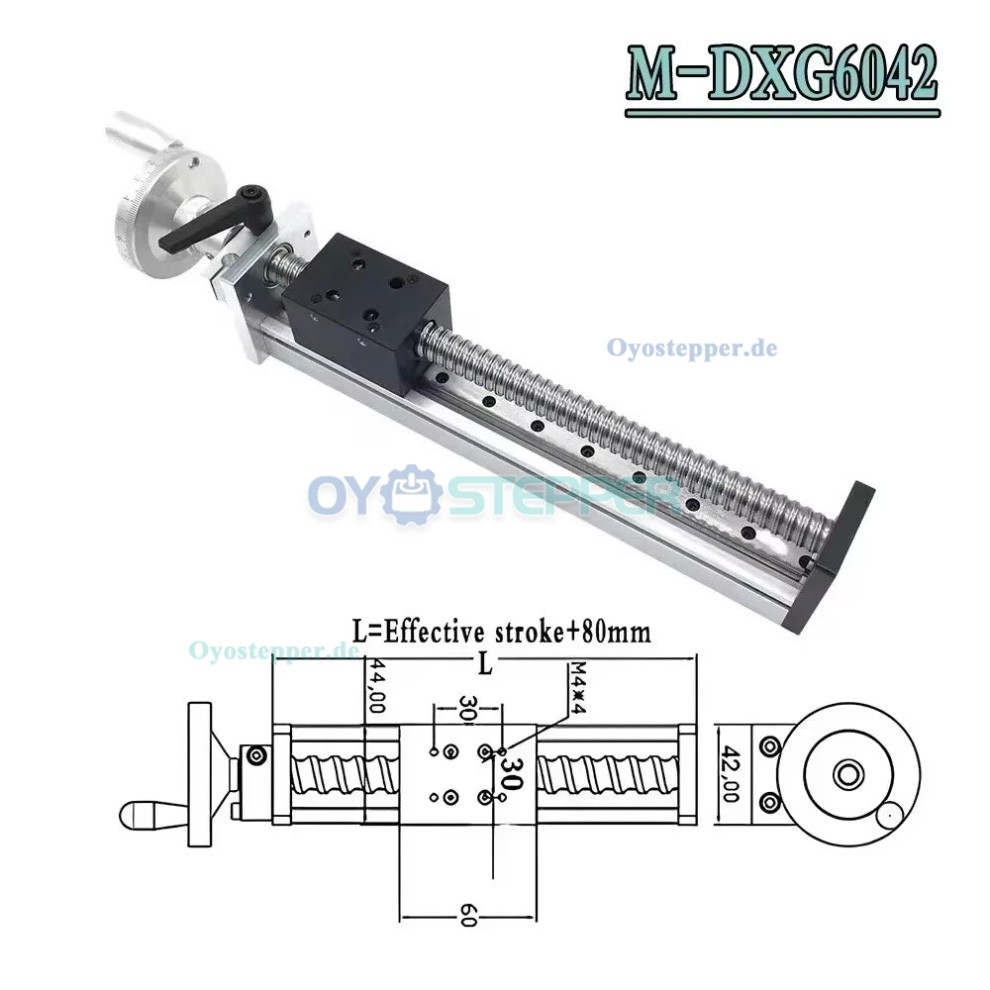 Manueller Linearf&uuml;hrungs-Schlitten mit Kugelgewindetrieb und Handrad (10-60 kg)