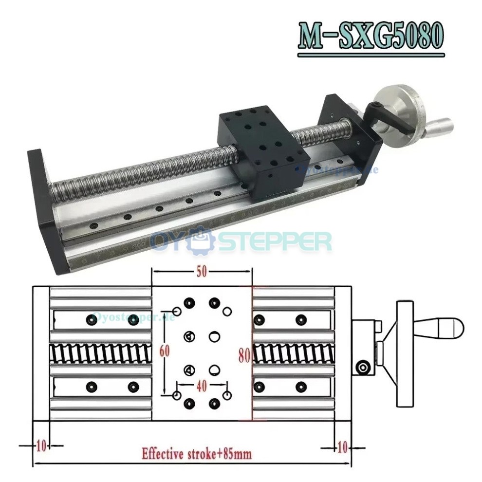 Manueller Linearf&uuml;hrungs-Schlitten mit Kugelgewindetrieb und Handrad (10-60 kg)