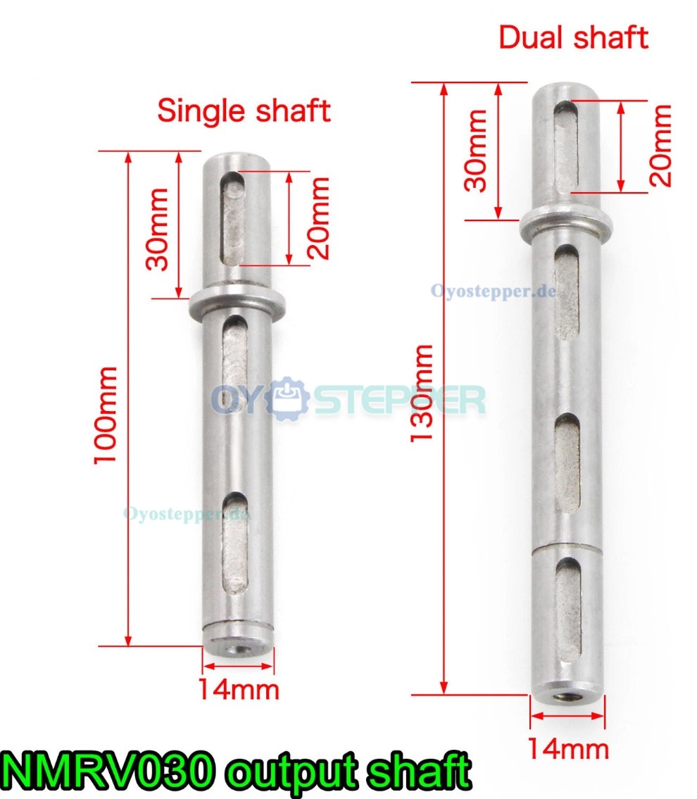 Einzel- oder Doppelabtriebswelle &Oslash; 14 mm f&uuml;r NMRV030 NEMA 23 Schneckengetriebe
