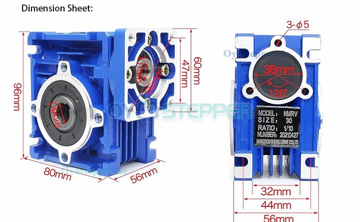 NMRV030 Schneckengetriebe, Übersetzung 10:1 / 15:1 / 20:1 / 25:1 / 30:1 / 40:1 für NEMA 23 Schrittmotor / Servomotor