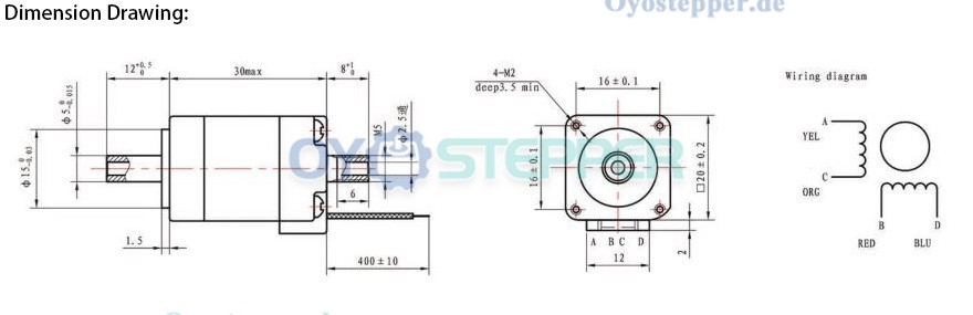 OUKEDA NEMA 8 Schrittmotor mit Hohlwelle, 1,8°, 1,8 Ncm für Bestückungsautomaten